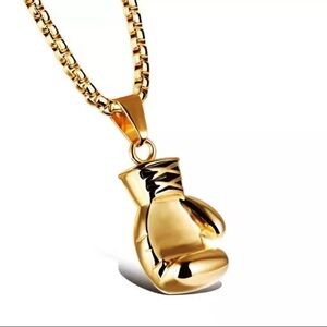 Gold Boxing Glove Pendant Necklace New!